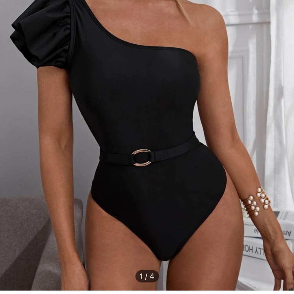 Preppy Resort Style Black Statement Piece Swimsuit